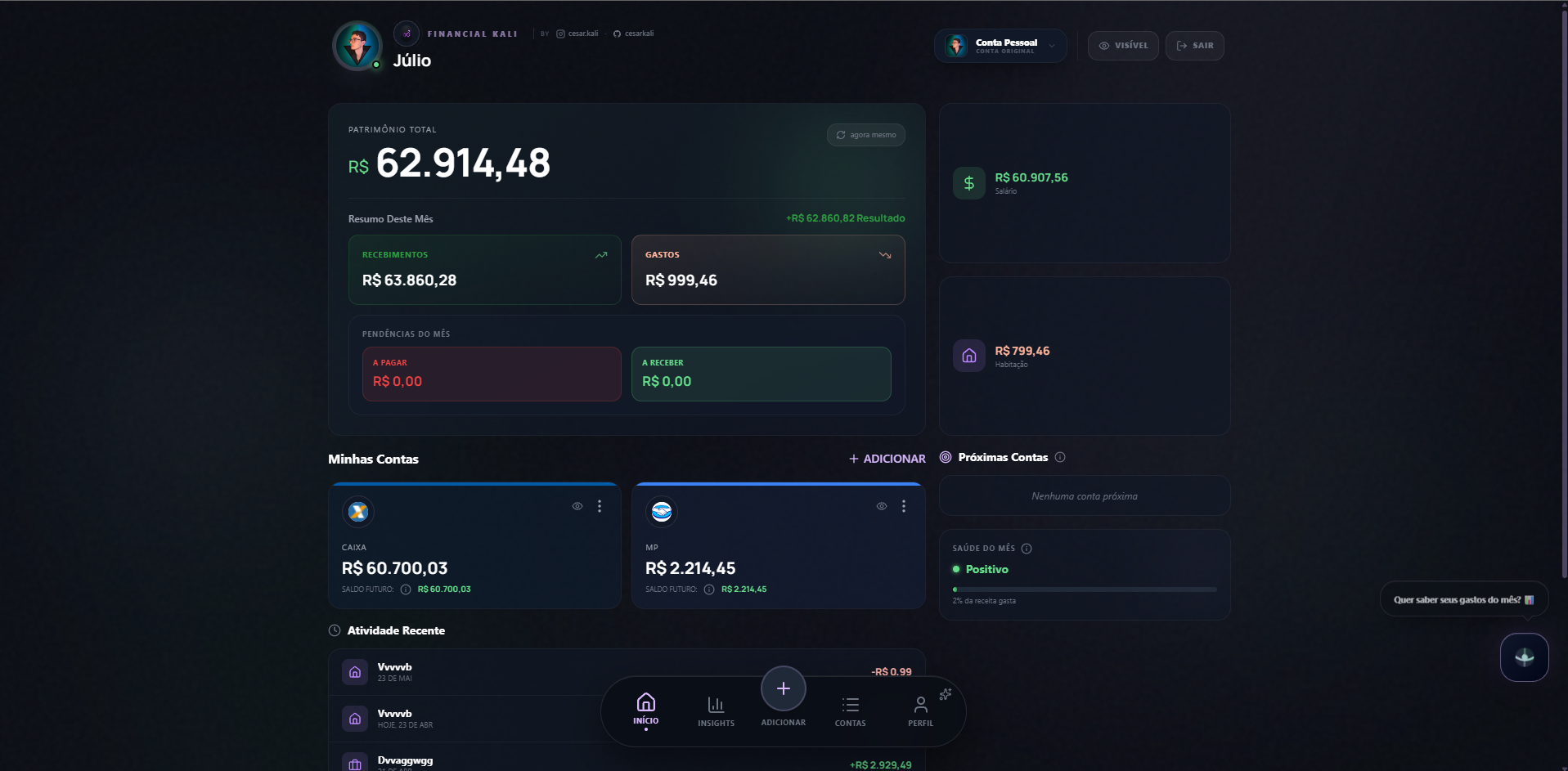 Financial Kali — Web Dashboard